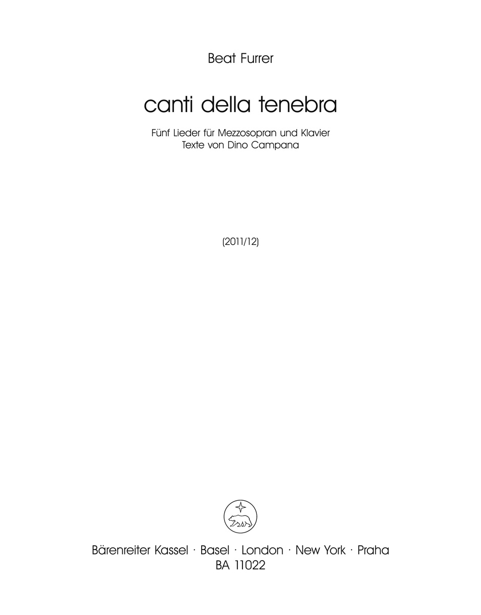 Vorderes Coverbild canti della tenebra (2011/2012)