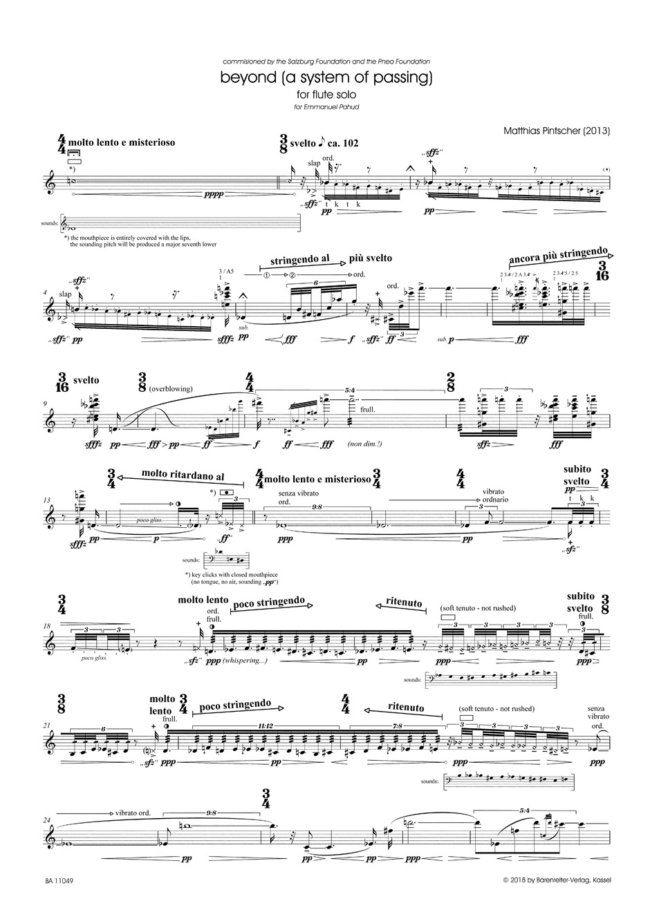 Anderes Coverbild beyond (a system of passing) for flute solo (2013)