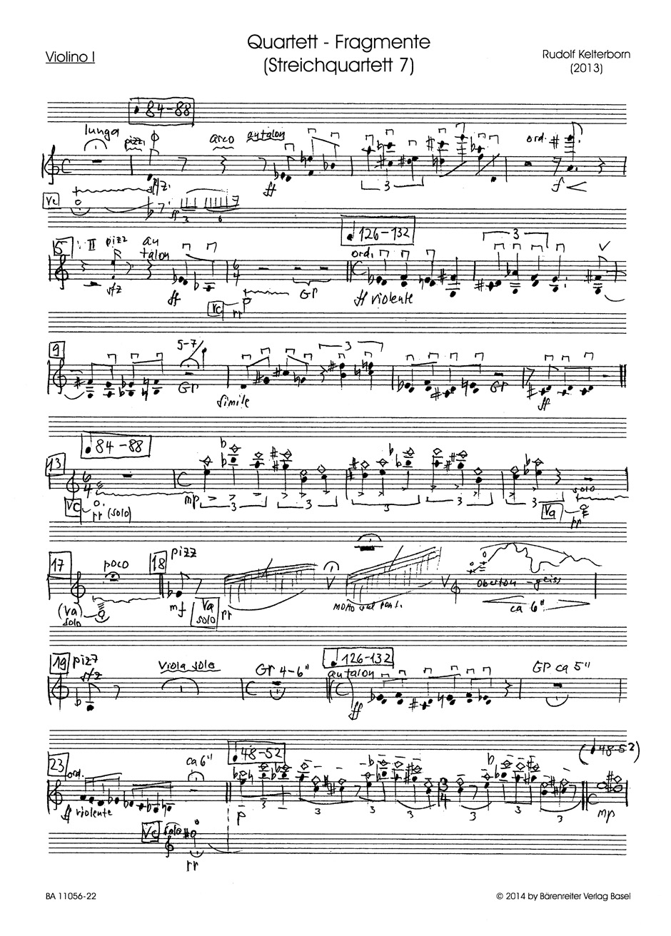 Anderes Coverbild Quartett-Fragmente (Streichquartett 7) (2013)