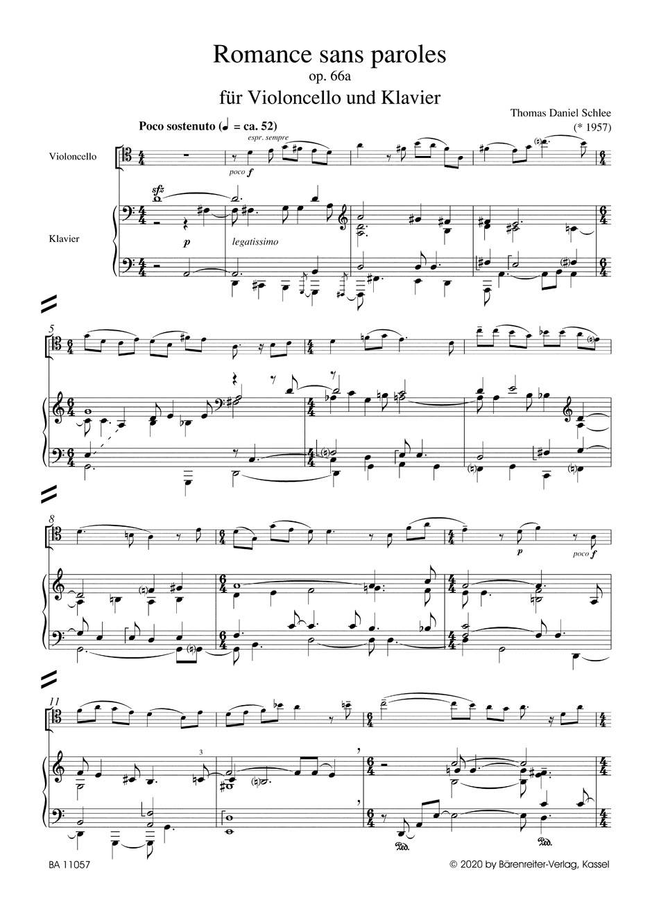 Anderes Coverbild Romance sans paroles für Violoncello und Klavier op. 66a (2006)