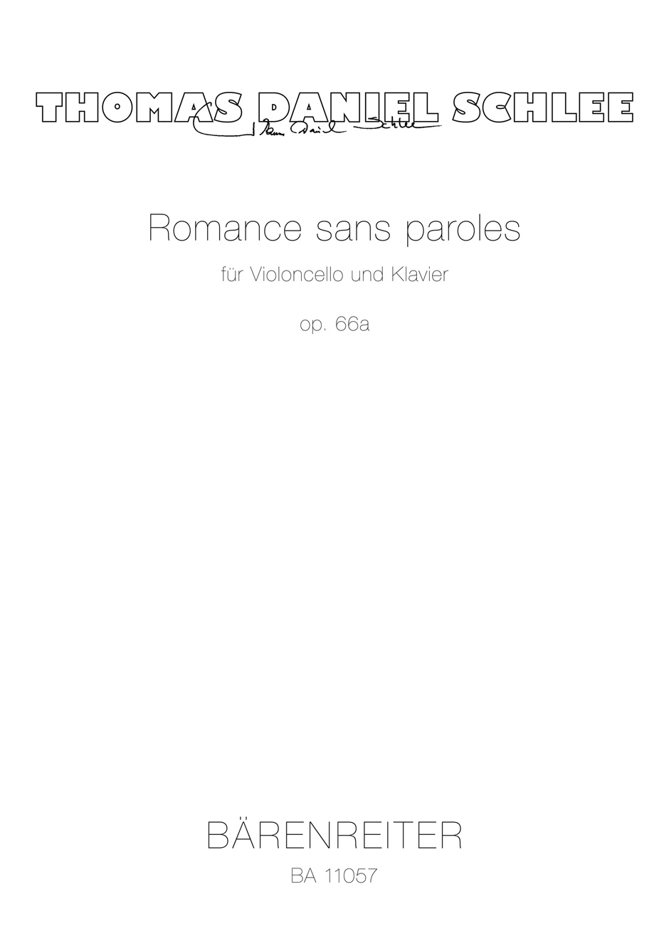 Vorderes Coverbild Romance sans paroles für Violoncello und Klavier op. 66a (2006)
