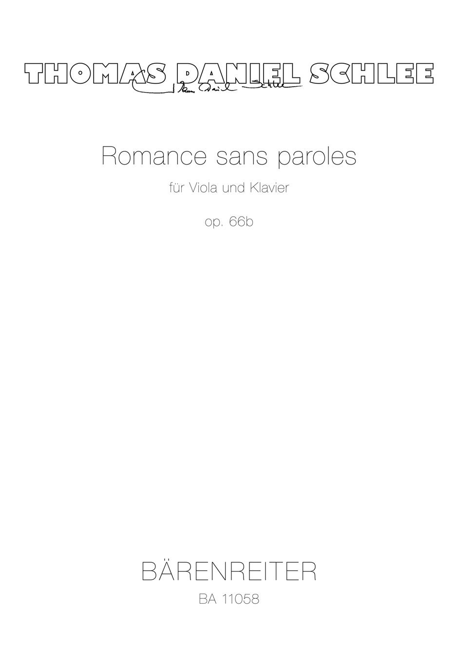 Vorderes Coverbild Romance sans paroles für Viola und Klavier op. 66b (2007)