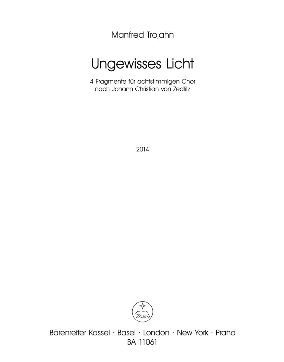 Vorderes Coverbild Ungewisses Licht (2014)