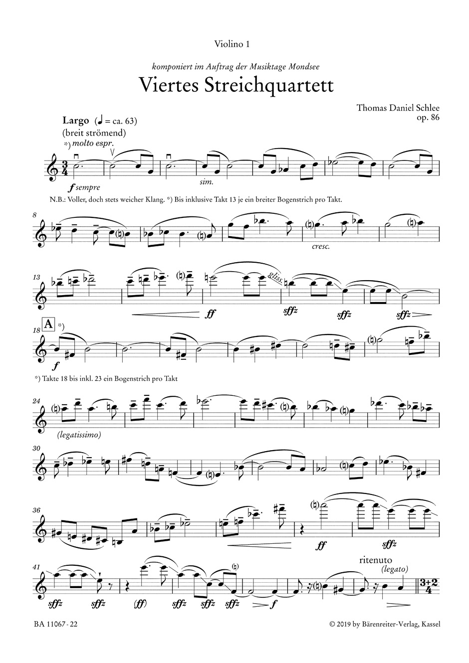 Anderes Coverbild Viertes Streichquartett op. 86 (2014–2015)