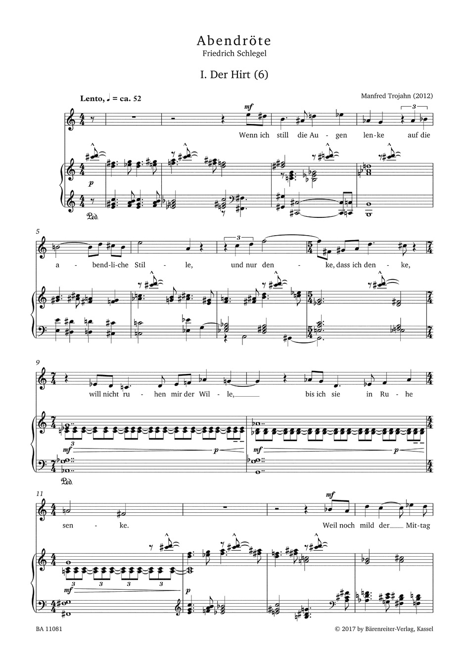 Anderes Coverbild Abendröte für hohe Stimme und Klavier (2012)
