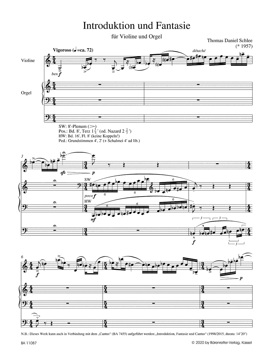 Anderes Coverbild Introduktion und Fantasie für Violine und Orgel (2015)