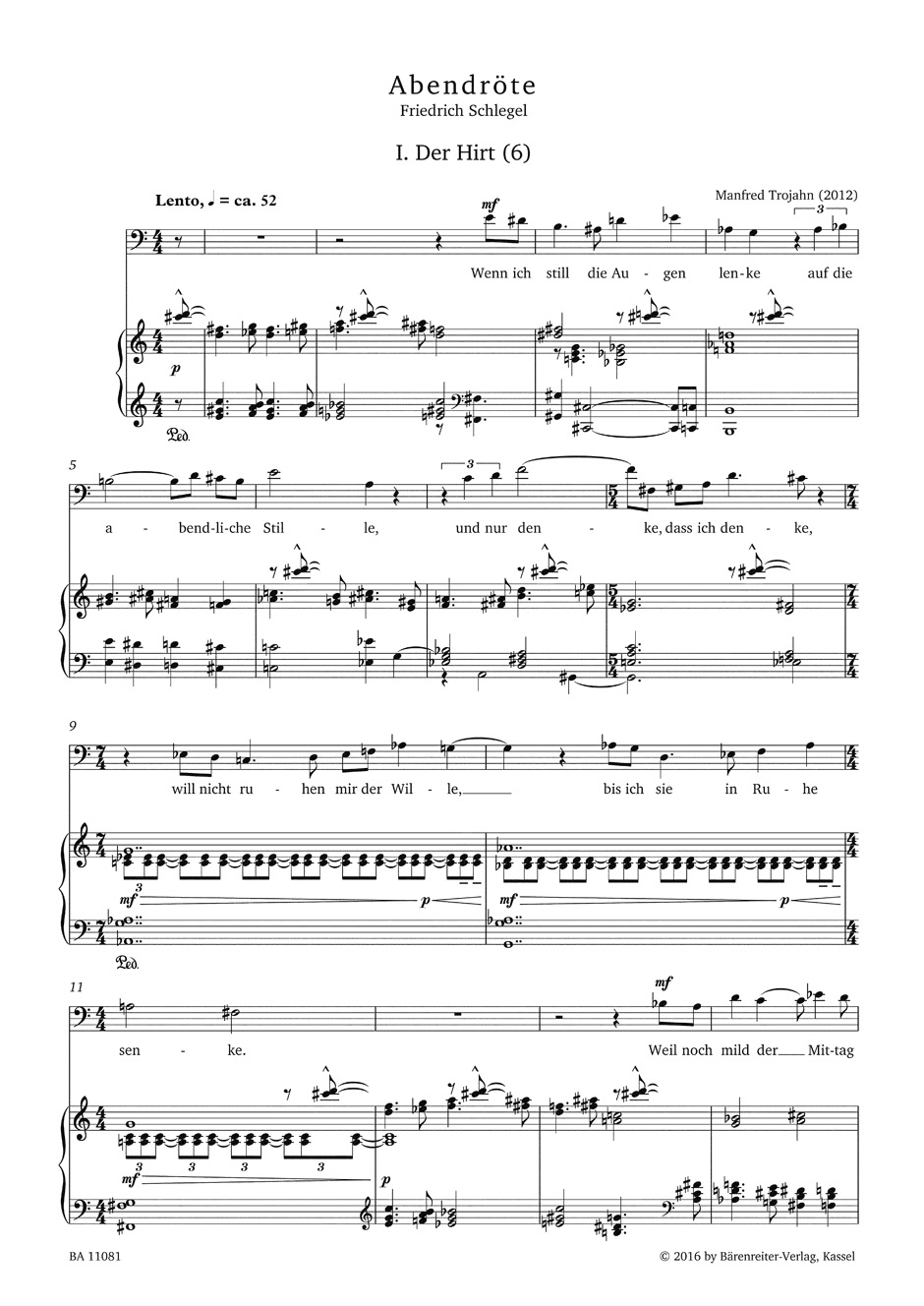 Anderes Coverbild Abendröte für Bariton und Klavier (2012)