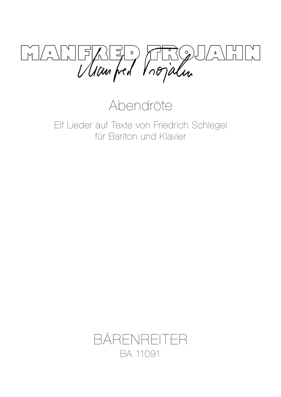 Vorderes Coverbild Abendröte für Bariton und Klavier (2012)