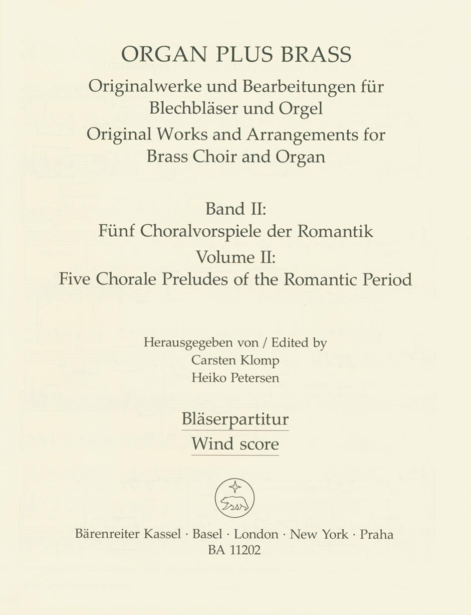 Vorderes Coverbild organ plus brass, Band II: Fünf Choralvorspiele der Romantik