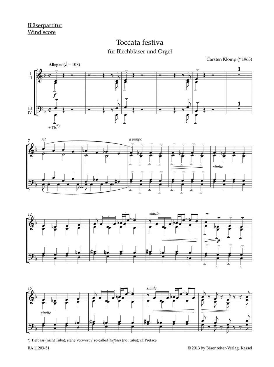 Anderes Coverbild organ plus brass, Band III: Toccata festiva für Blechbläser und Orgel