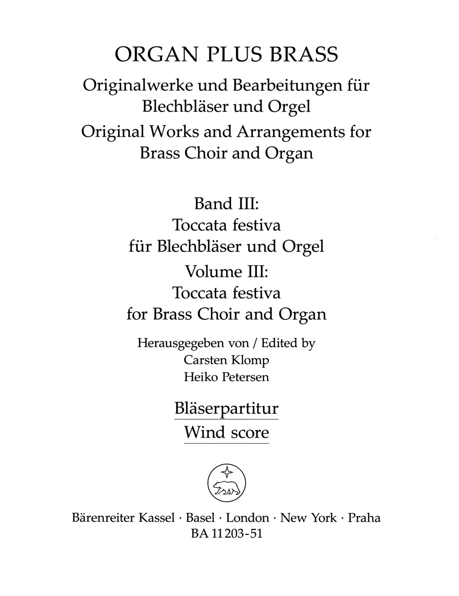 Vorderes Coverbild organ plus brass, Band III: Toccata festiva für Blechbläser und Orgel