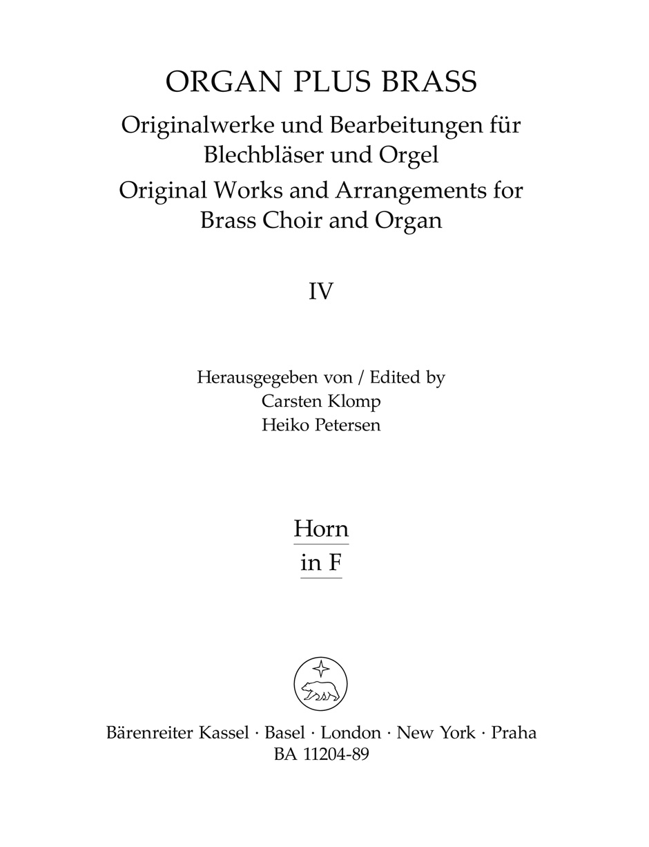 Vorderes Coverbild organ plus brass, Band IV: Cathedral Sounds