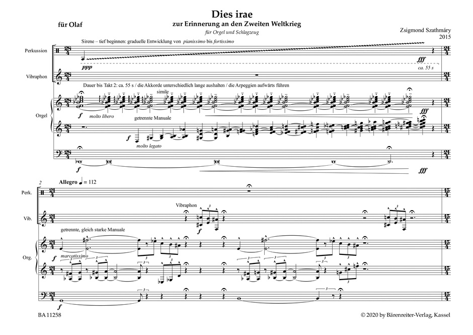 Anderes Coverbild DIES IRAE für Orgel und Schlagzeug (2015)