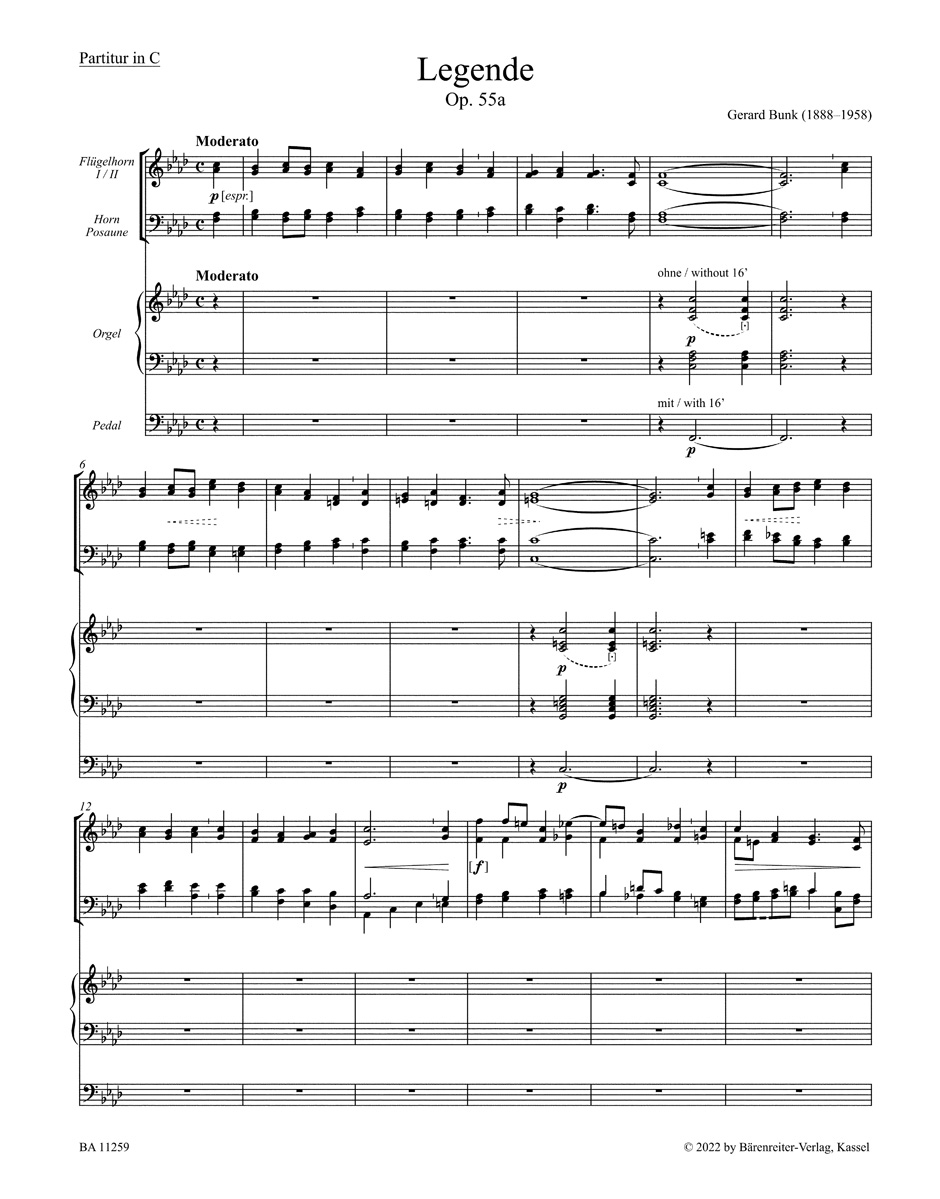 Anderes Coverbild Legende für Orgel und Bläserquartett op. 55a (1914)