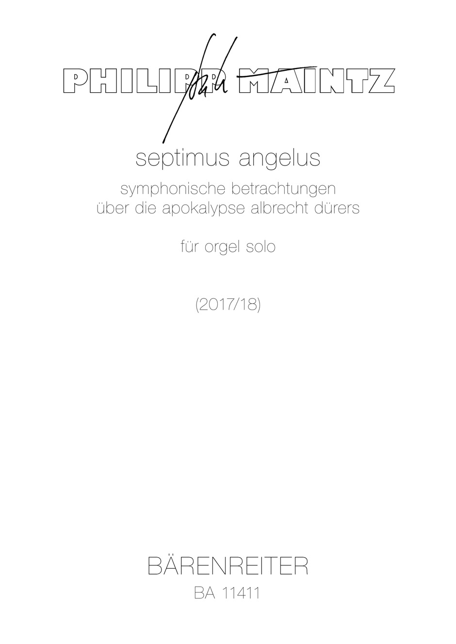 Vorderes Coverbild septimus angelus für orgel solo (2017/2018)