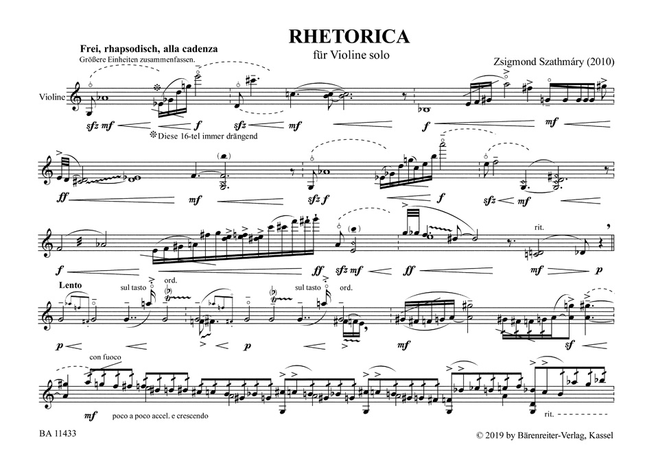 Anderes Coverbild RHETORICA für Violine solo (2010)