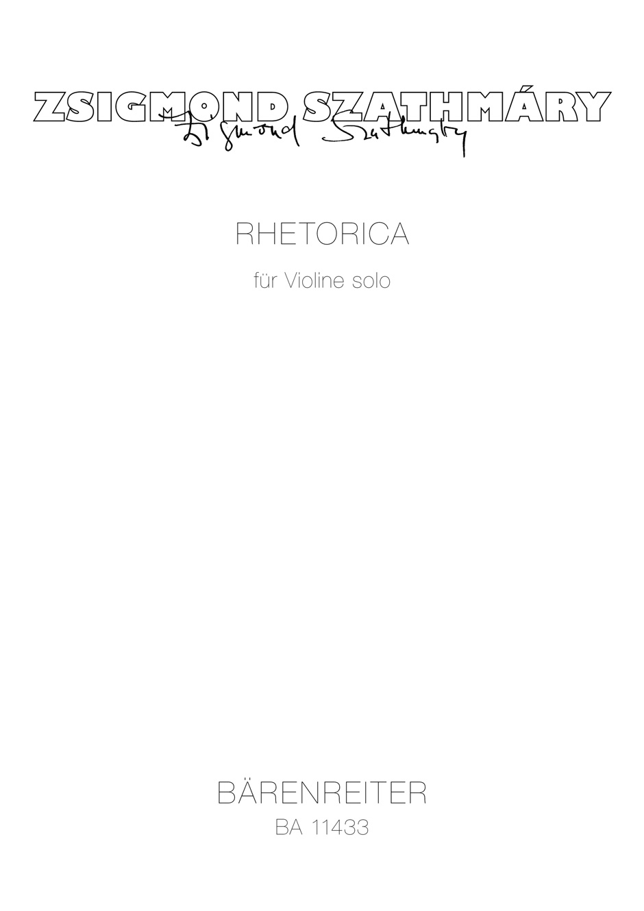Vorderes Coverbild RHETORICA für Violine solo (2010)