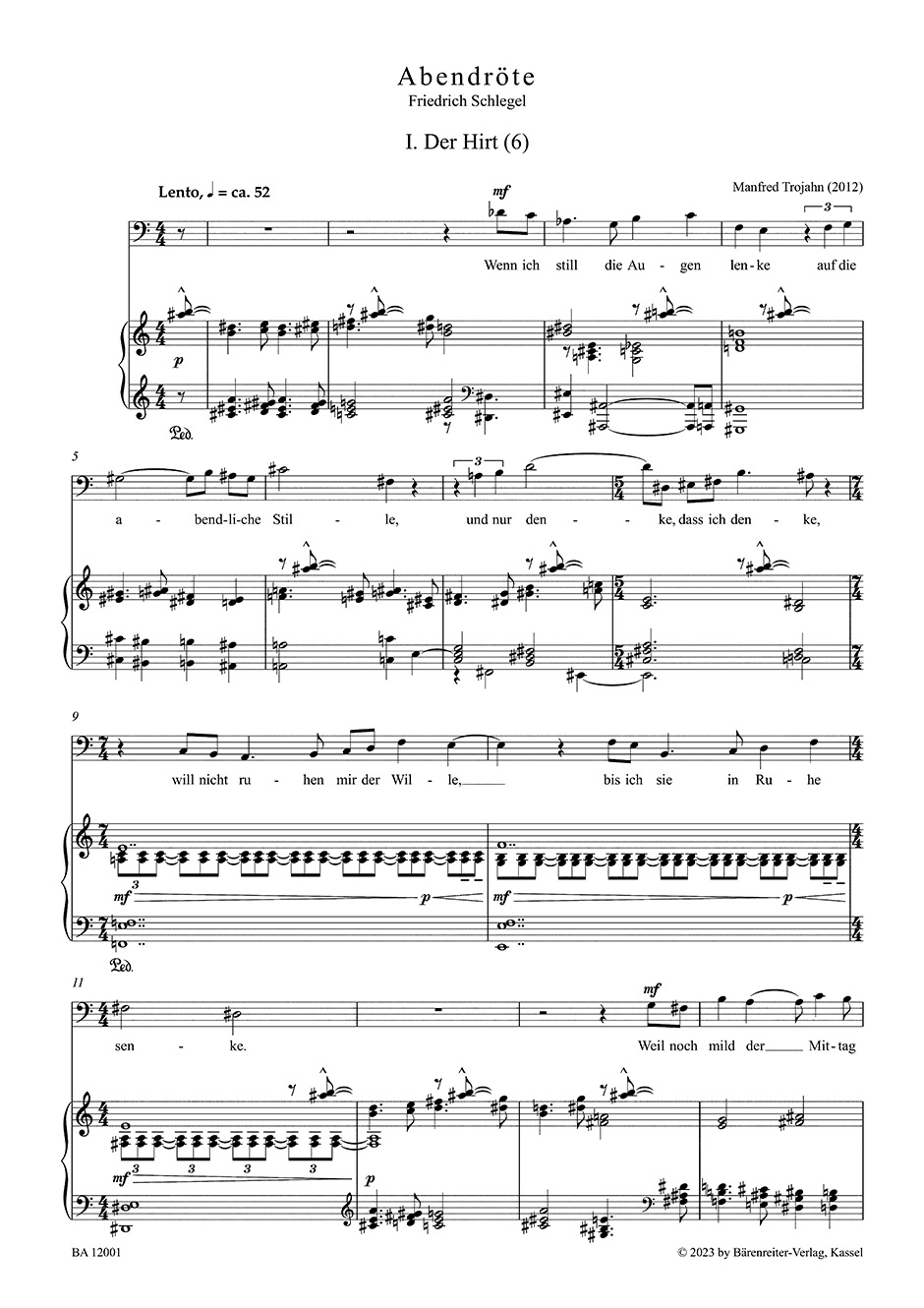 Anderes Coverbild Abendröte für tiefe Stimme und Klavier (2012)