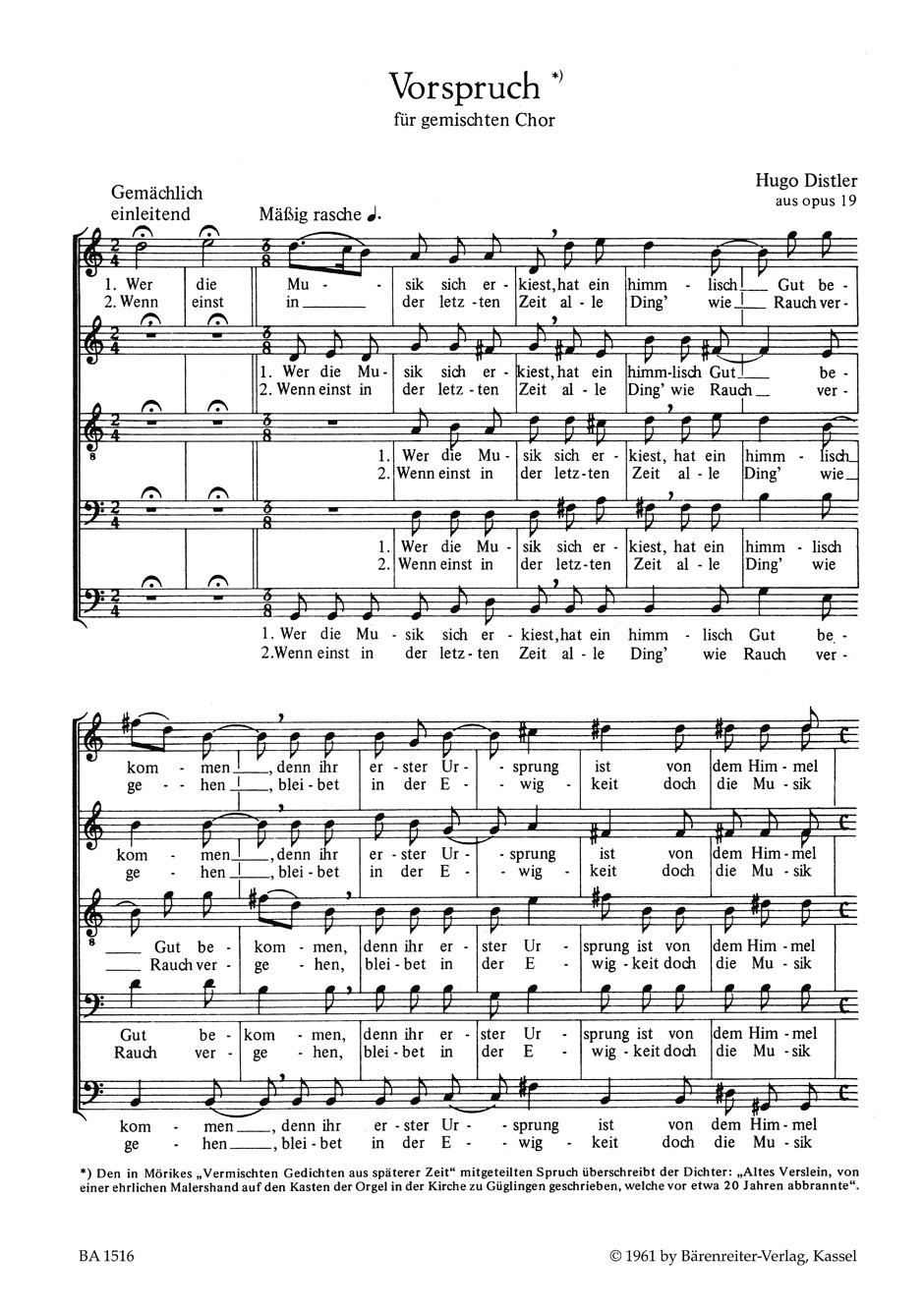 Anderes Coverbild Mörike-Chorliederbuch, Teil 1 op. 19 (1938/1939)