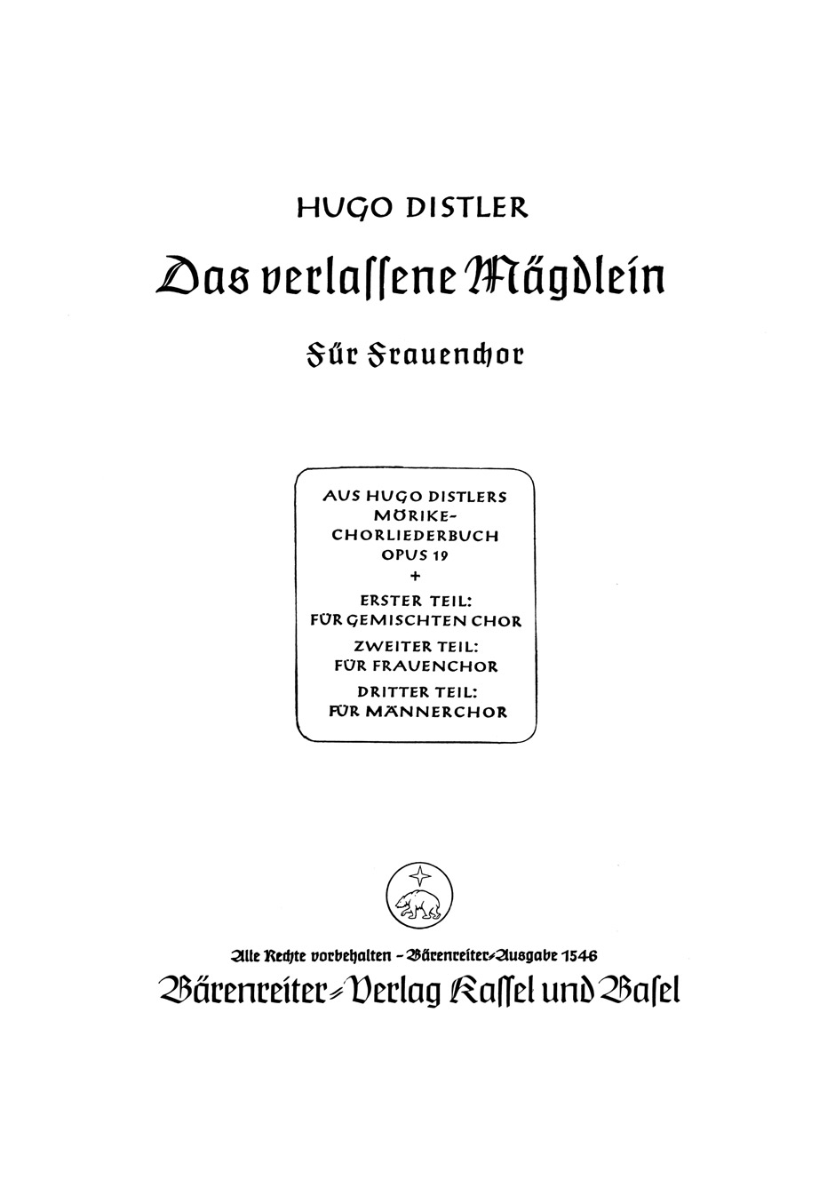 Vorderes Coverbild Das verlassene Mägdlein (Früh, wann die Hähne krähn)