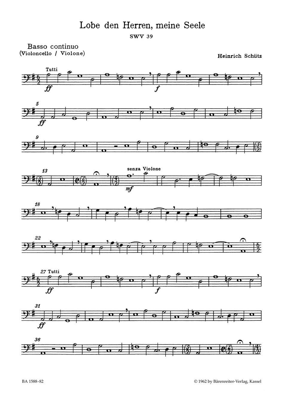 Vorderes Coverbild "Lobe den Herrn, meine Seele" Konzert für vier Solostimmen, zwei vierstimmige Chöre und Basso continuo SWV 39
