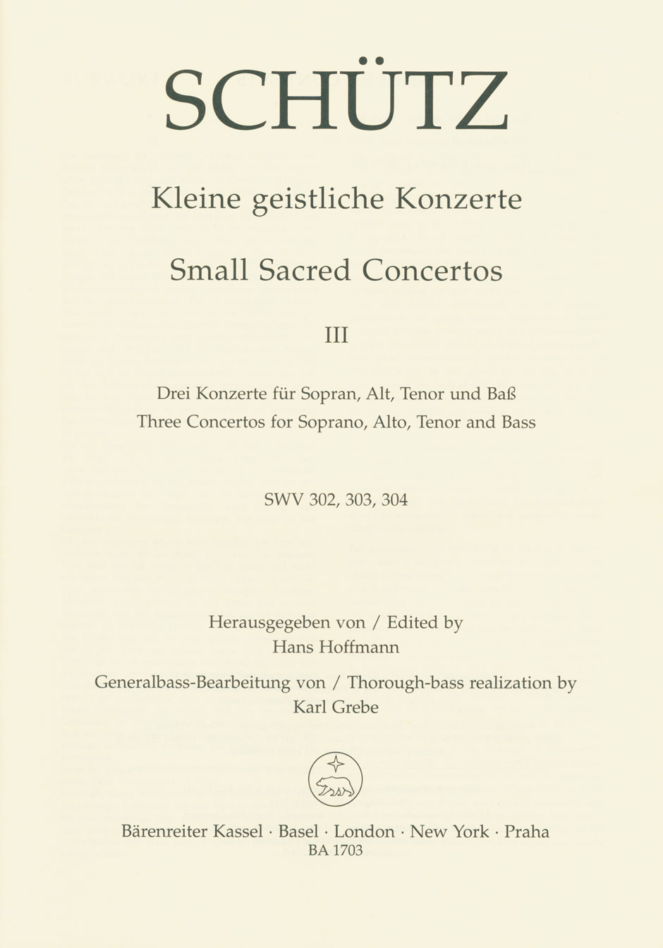 Vorderes Coverbild Kleine geistliche Konzerte, Heft 3