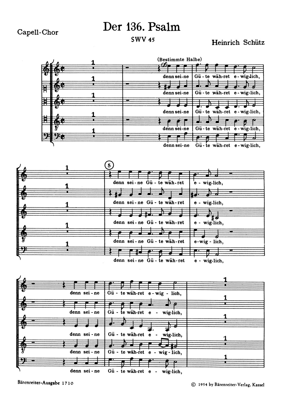 Vorderes Coverbild "Danket dem Herren, denn er ist freundlich" für 2 Favoritchöre, Capellchor und Instrumente SWV 45