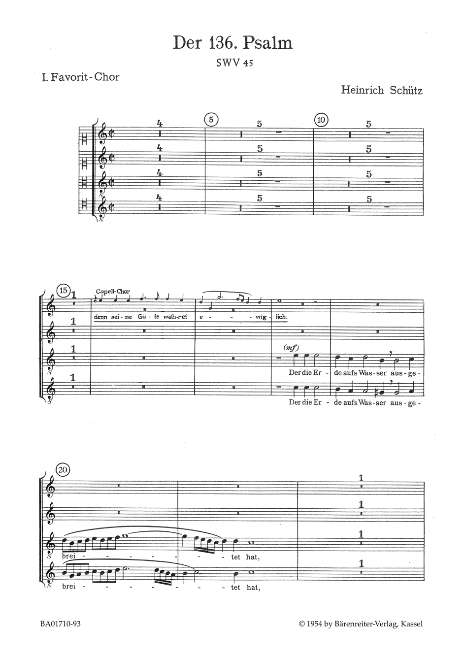 Vorderes Coverbild "Danket dem Herren, denn er ist freundlich" für 2 Favoritchöre, Capellchor und Instrumente SWV 45