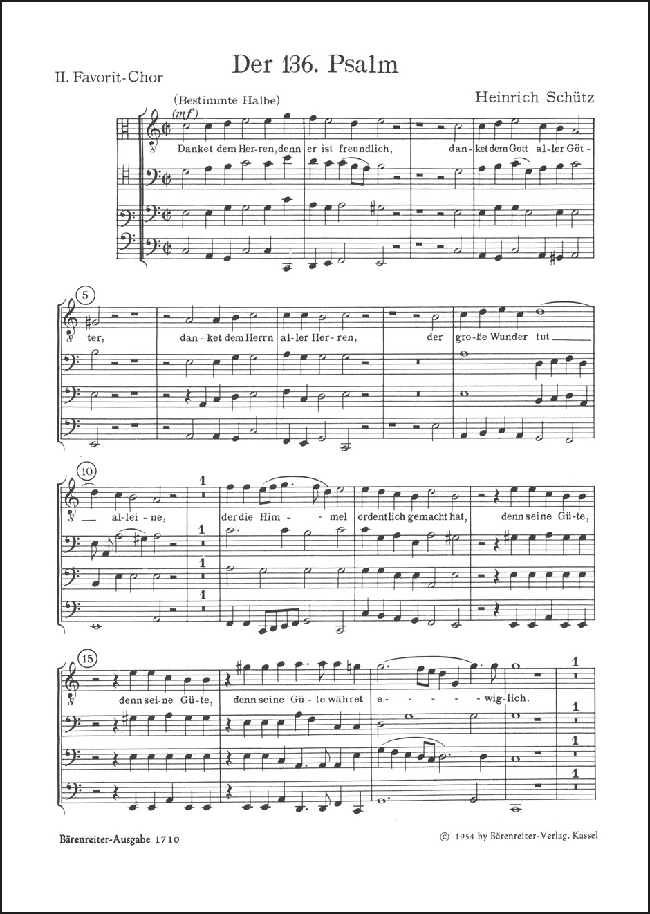 Vorderes Coverbild "Danket dem Herren, denn er ist freundlich" für 2 Favoritchöre, Capellchor und Instrumente SWV 45
