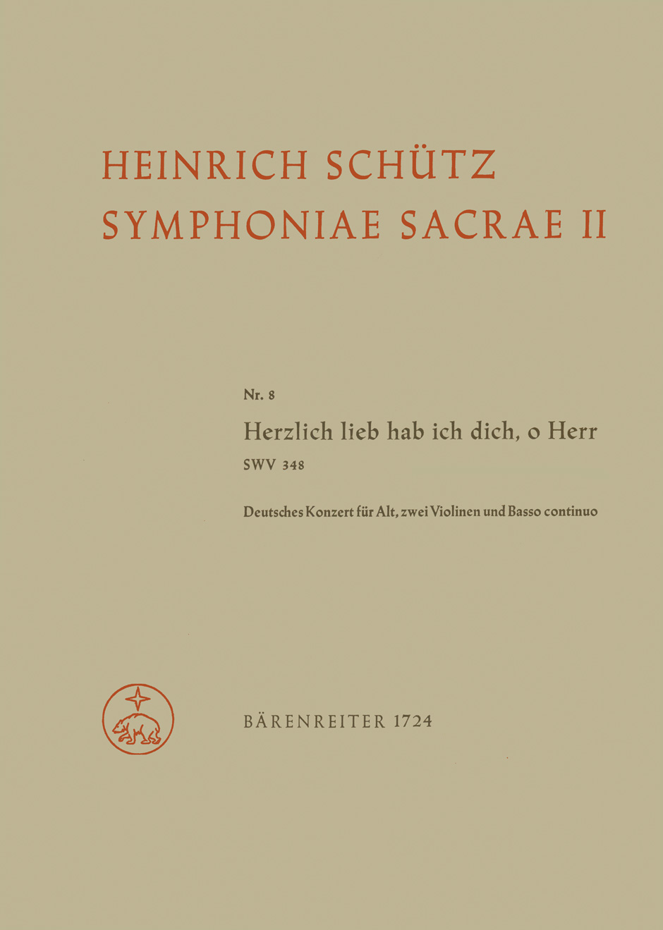Vorderes Coverbild Herzlich lieb hab ich dich, o Herr Nr. 8 SWV 348
