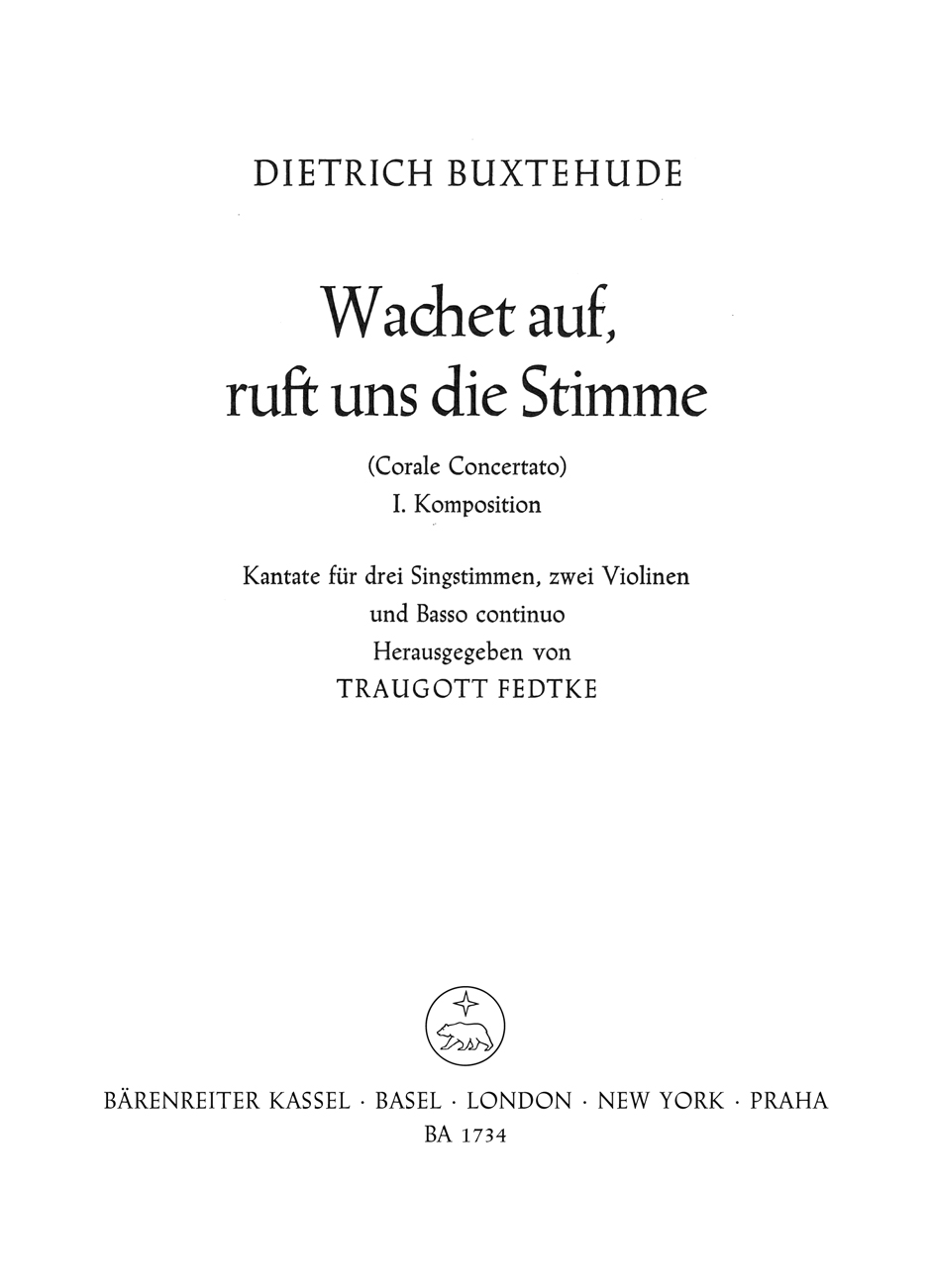 Vorderes Coverbild Wachet auf, ruft uns die Stimme für drei Singstimmen, zwei Violinen und Basso continuo BuxWV 101