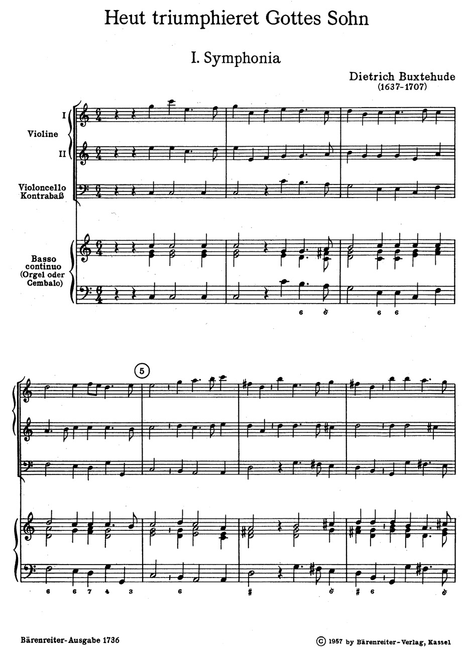 Anderes Coverbild Heut triumphieret Gottes Sohn für fünf Solostimmen, fünfstimmigen gemischten Chor, Orchester und Basso continuo BuxWV 43