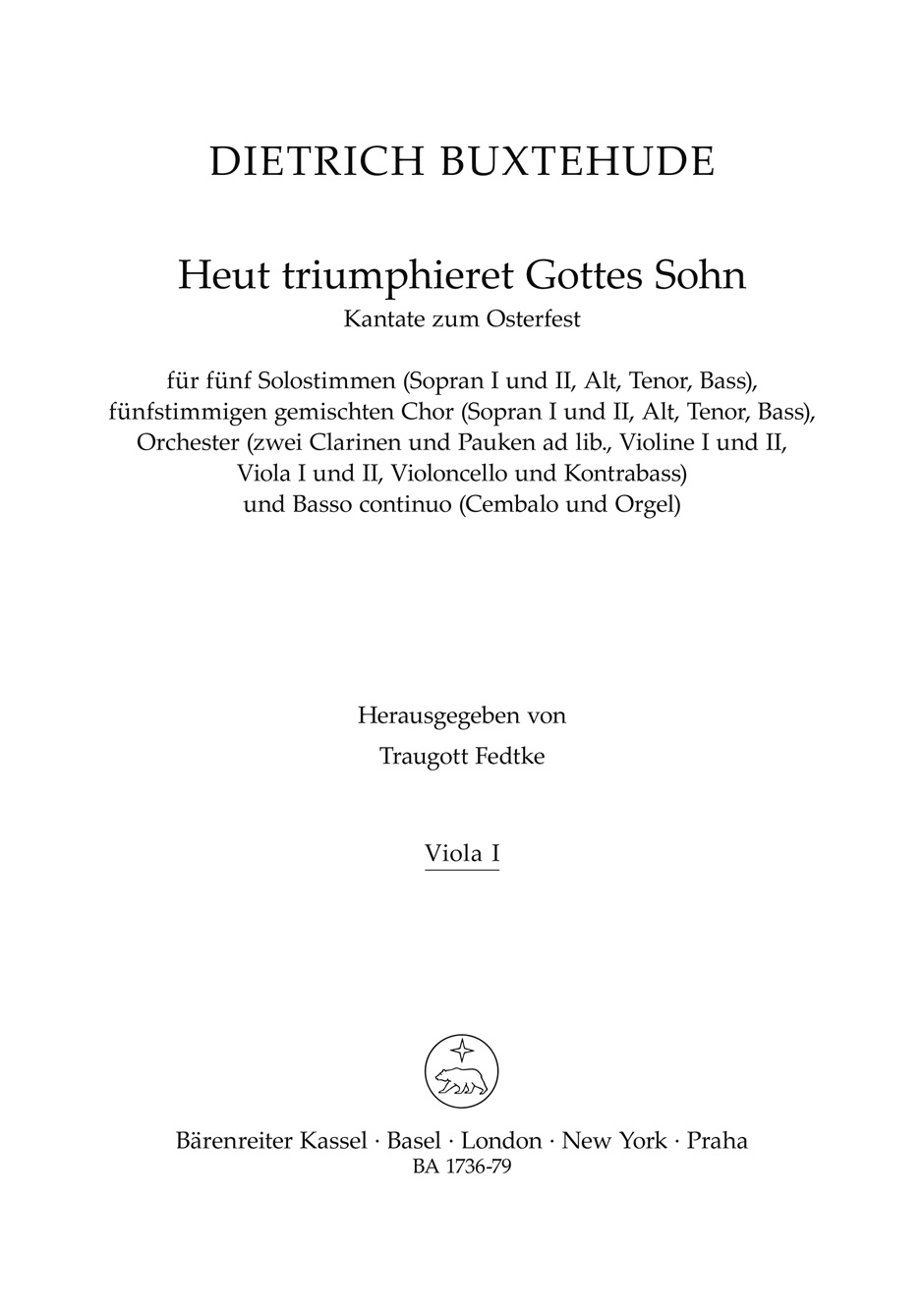 Vorderes Coverbild Heut triumphieret Gottes Sohn BuxWV 43