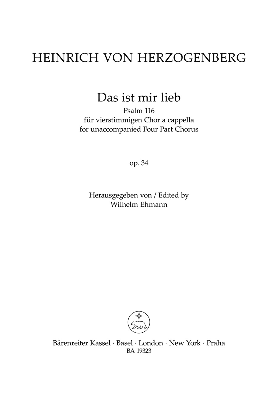Vorderes Coverbild Das ist mir lieb für vierstimmigen Chor a cappella op. 34