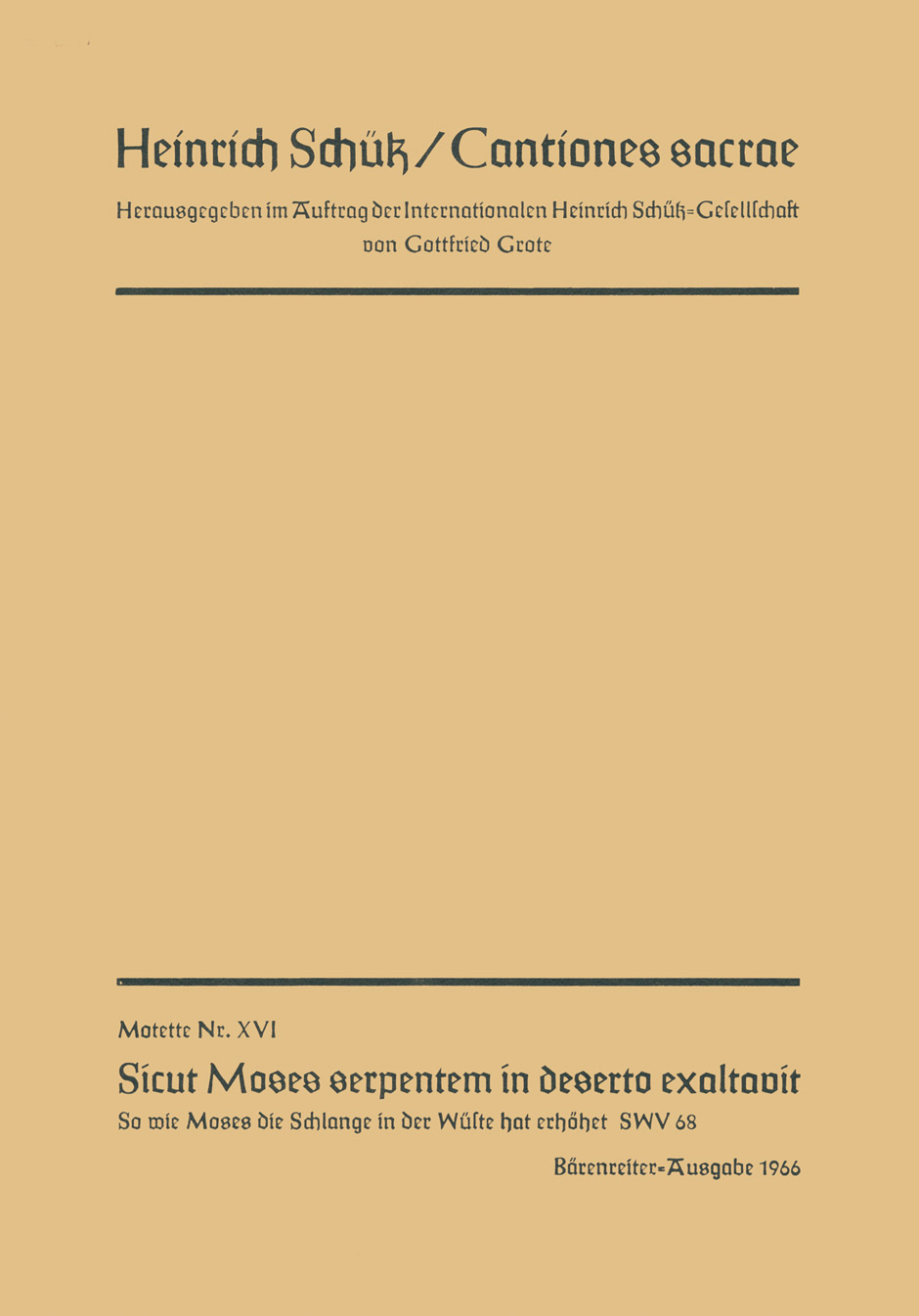 Vorderes Coverbild Sicut Moses serpentem in deserto exaltavit (So wie Moses die Schlange) Nr. 16 SWV 68