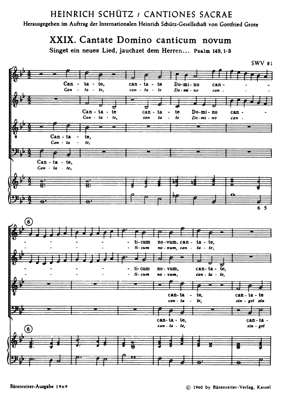 Vorderes Coverbild Cantate domino canticum novum (Singet dem Herrn ein neues Lied) Nr. 29 SWV 81