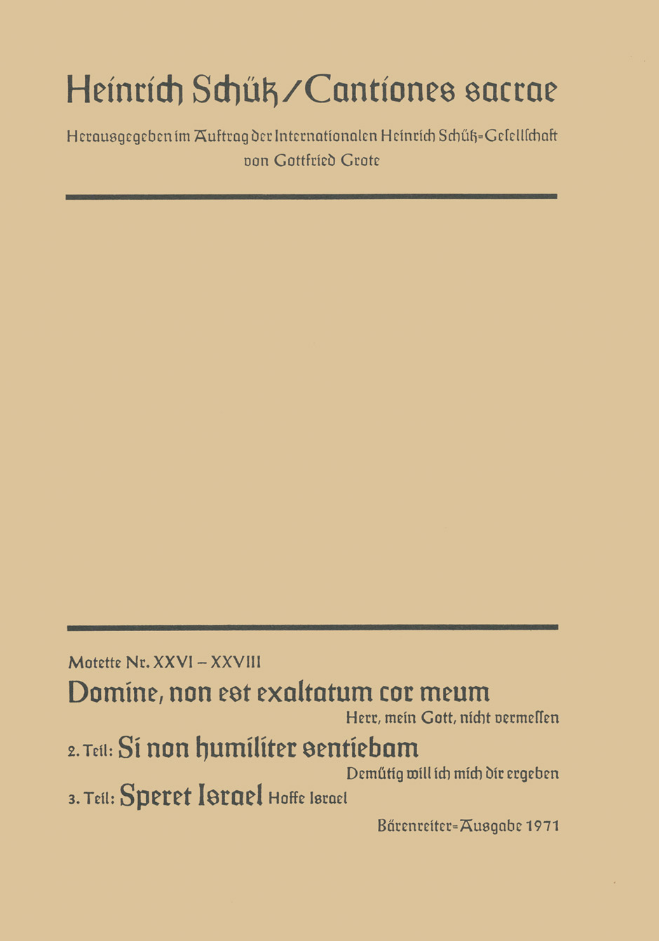 Vorderes Coverbild Drei Motetten Nr. 26, 27, 28 SWV 78, 79, 80