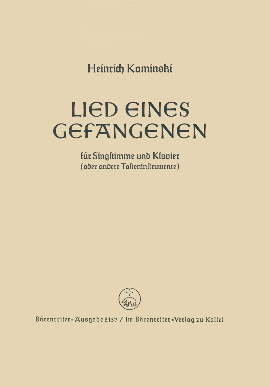 Vorderes Coverbild Lied eines (unbekannten) Gefangenen (1936)