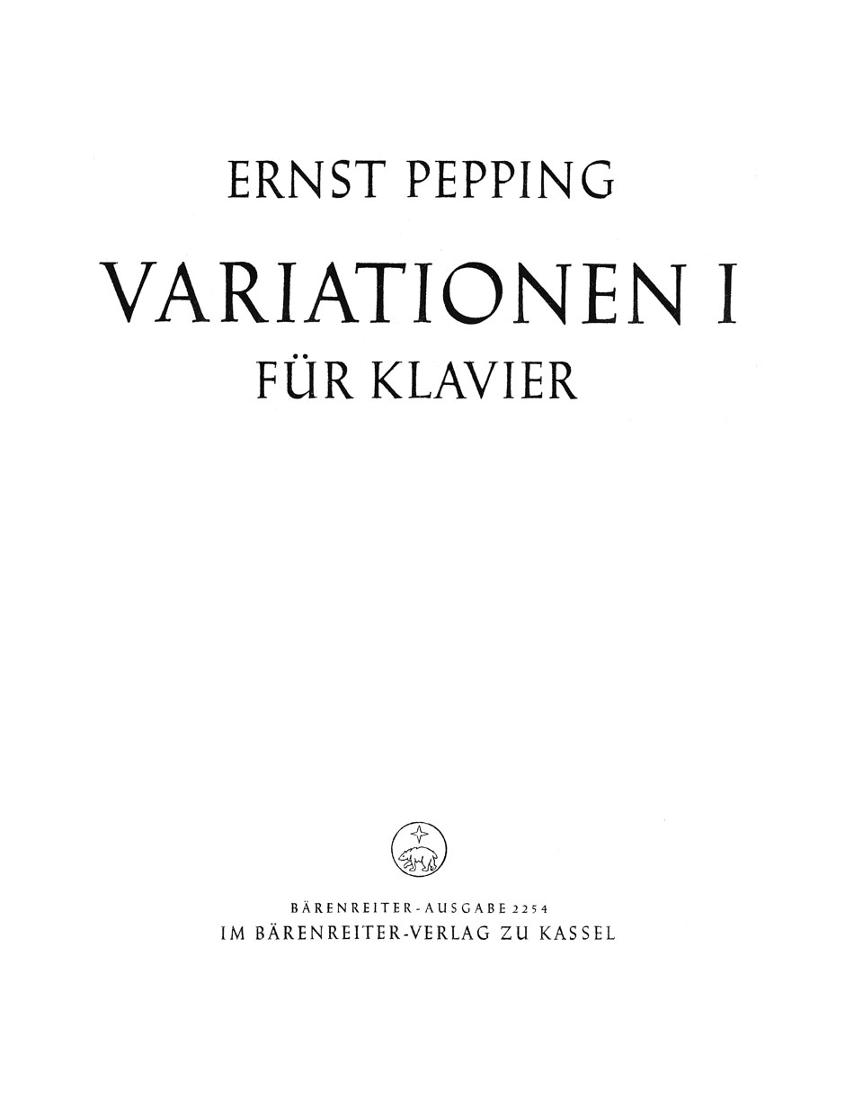 Vorderes Coverbild Variationen I (1948)