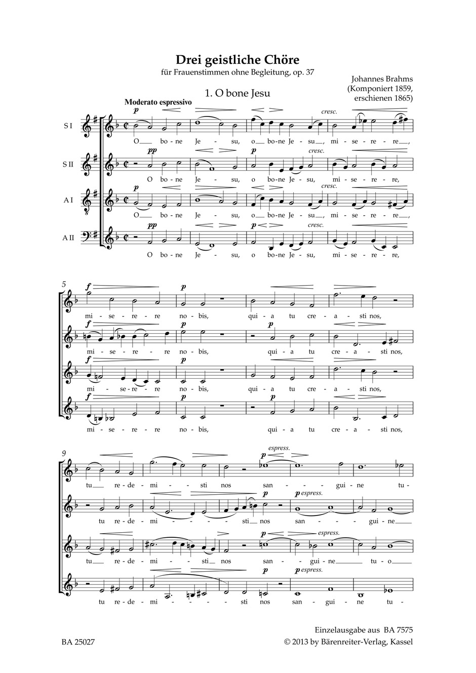 Vorderes Coverbild O bone Jesu op. 37,1