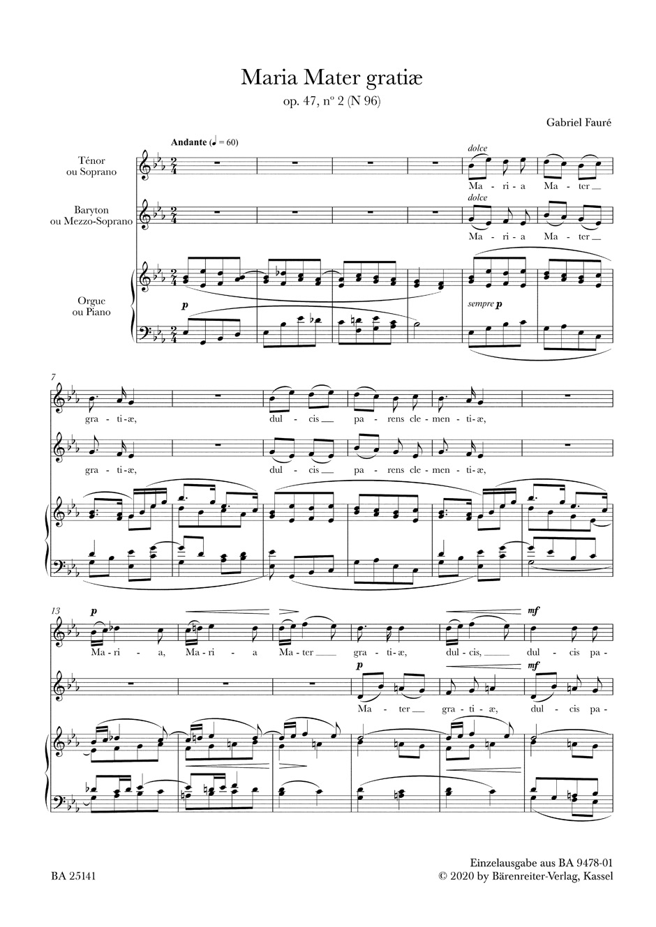 Anderes Coverbild Maria Mater gratiæ op. 47/2 N 96