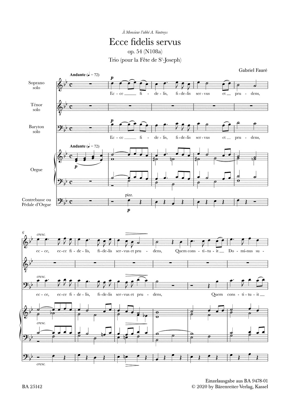 Vorderes Coverbild Ecce fidelis servus op. 54 N 108a