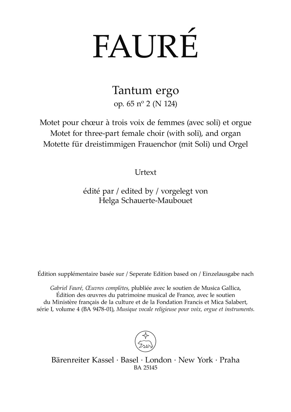 Vorderes Coverbild Tantum ergo op. 65/2 N 124