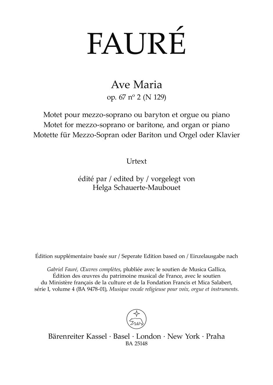 Vorderes Coverbild Ave Maria op. 67/2 N 129