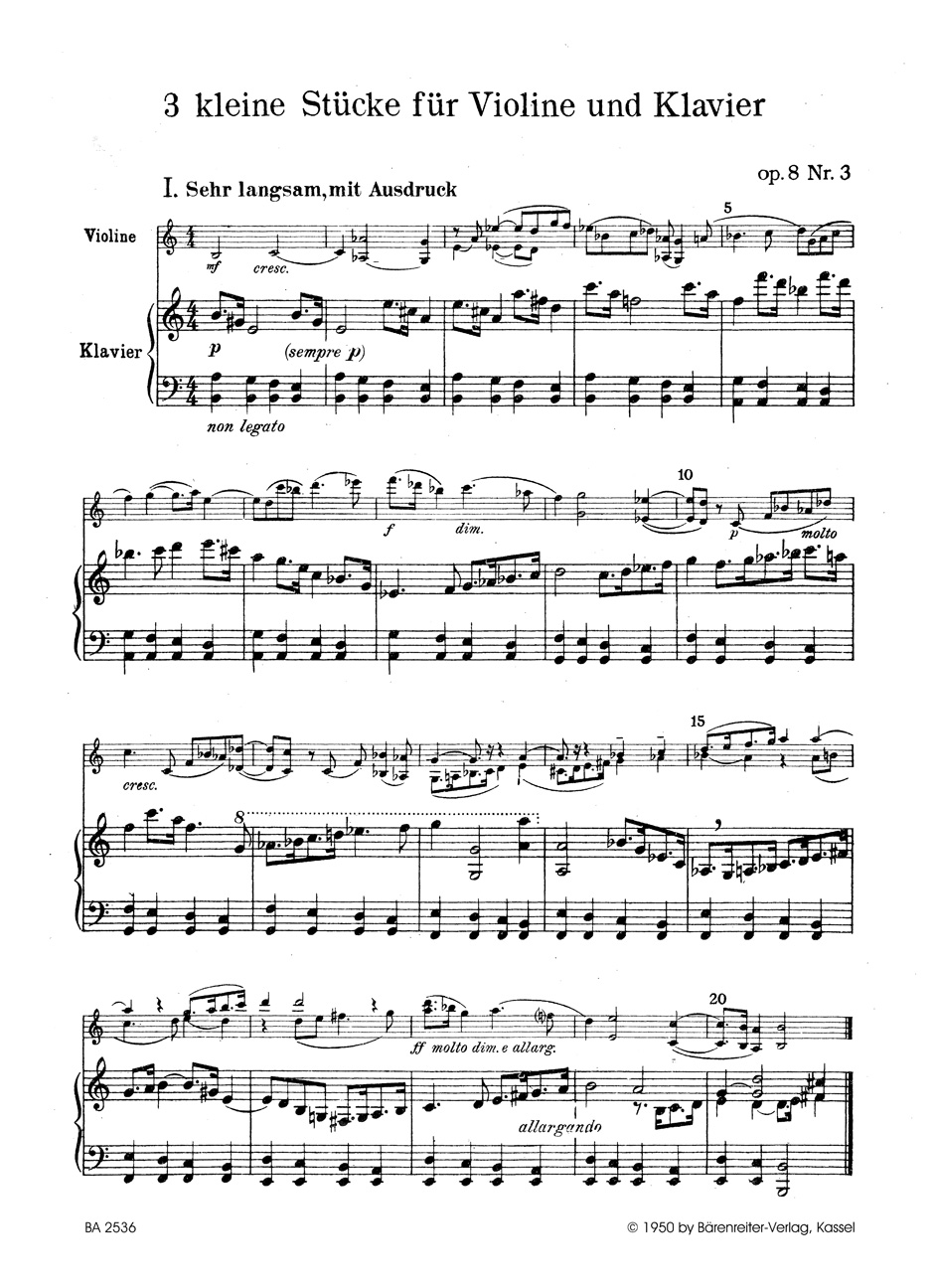 Anderes Coverbild Drei kleine Stücke für Violine und Klavier op. 8/3 (1948)