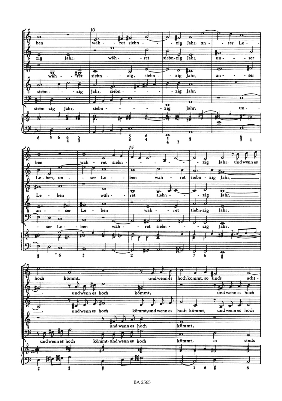 Anderes Coverbild Unser Leben währet siebnzig Jahre für fünfstimmigen gemischten Chor Nr. 15