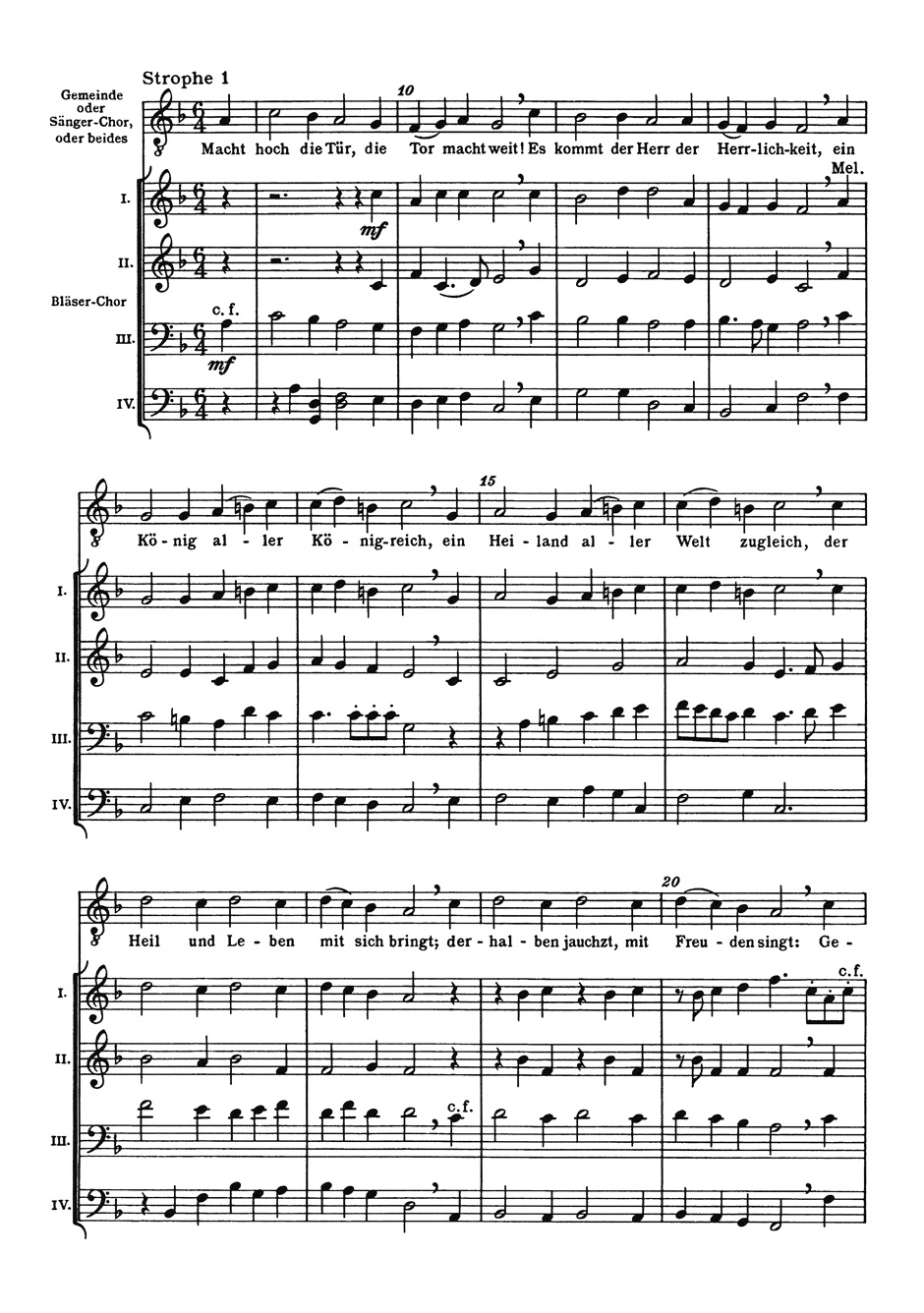Anderes Coverbild Macht hoch die Tür, die Tor macht weit für Gemeindegesang, zwei- bis vierstimmigen, gemischten Chor und vierstimmigen Bläser-Chor