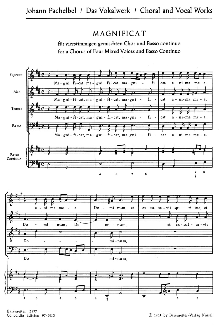 Anderes Coverbild Magnificat für vierstimmigen gemischten Chor und Basso continuo
