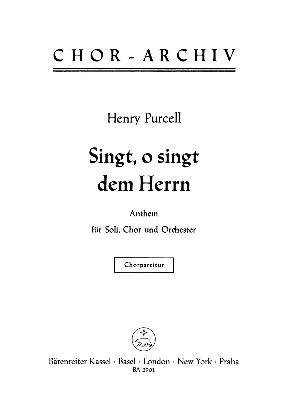 Vorderes Coverbild Singt, o singt dem Herrn - O, sing unto the Lord