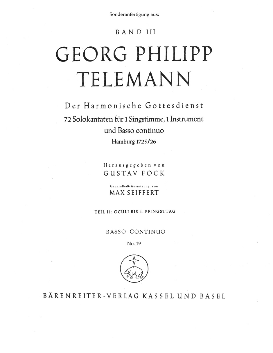 Vorderes Coverbild Der Harmonische Gottesdienst, Teil II: Oculi bis 1. Pfingsttag